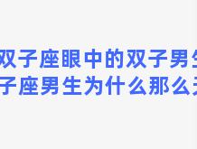 双子座眼中的双子男生 双子座男生为什么那么天真